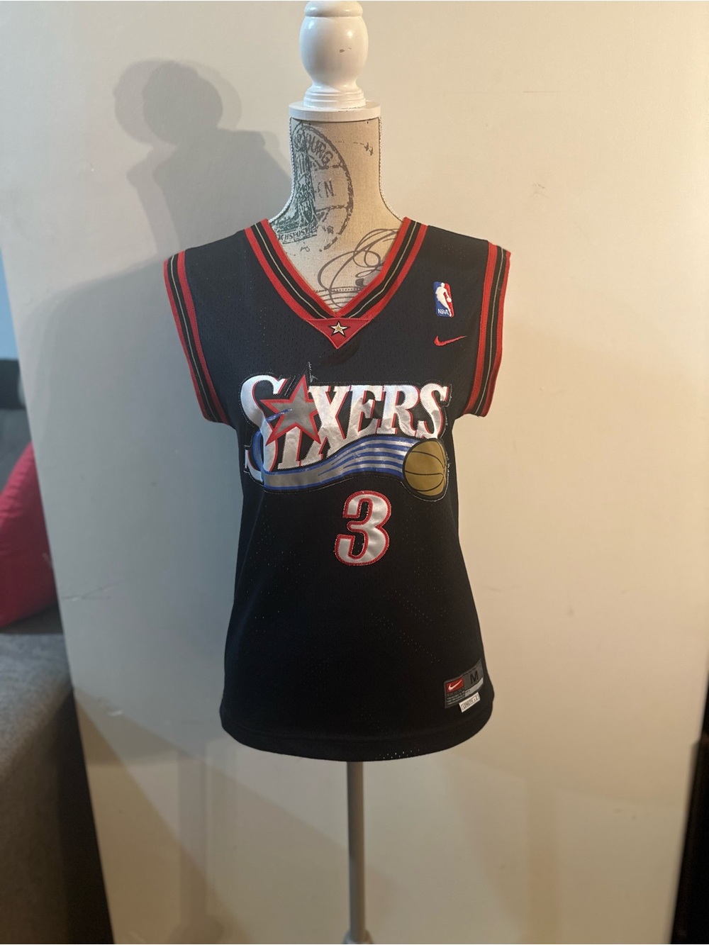 Nike Black & Red Philadelphia Sixers #3 Basketball Jersey